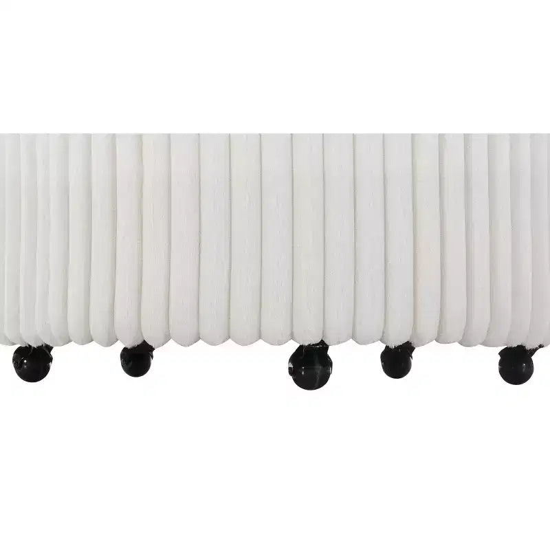 Poltrona a botte Off-White in velluto a coste con ruote – 1 Posto