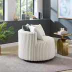 Poltrona a botte Off-White in velluto a coste con ruote – 1 Posto
