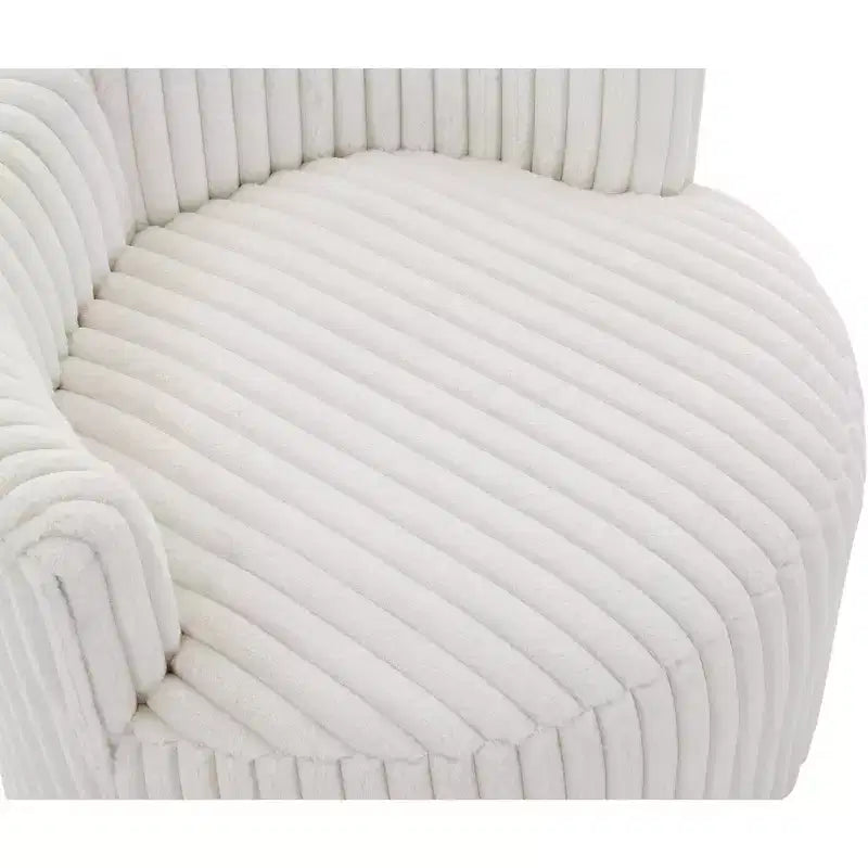 Poltrona a botte Off-White in velluto a coste con ruote – 1 Posto
