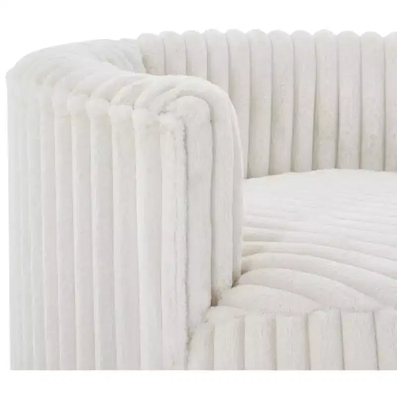 Poltrona a botte Off-White in velluto a coste con ruote – 1 Posto