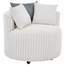 Poltrona a botte Off-White in velluto a coste con ruote – 1 Posto