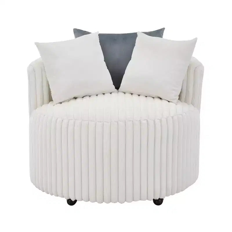 Poltrona a botte Off-White in velluto a coste con ruote – 1 Posto