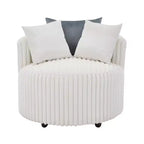 Poltrona a botte Off-White in velluto a coste con ruote – 1 Posto