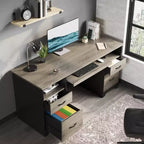Scrivania per computer da 59" con 4 cassetti e vassoio per tastiera – Marrone/Grigio, monoposto