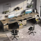 Scrivania per computer da 59" con 4 cassetti e vassoio per tastiera – Marrone/Grigio, monoposto