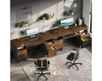 Scrivania per computer da 59" con 4 cassetti e vassoio per tastiera – Marrone/Grigio, monoposto