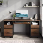 Bestier 59 Computer Desk with 4 Drawers, Office Executive Desk with File Drawer, Keyboard Tray for Home Office