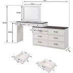 Toeletta rustica con specchio LED e 9 cassetti – Marrone / Grigio / Bianco, 1 persona