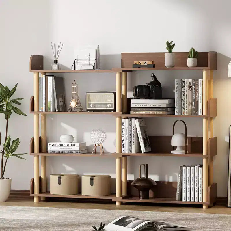 Libreria Espandibile a 4 Ripiani Marrone, Larga 78-140 cm, per 1-2 Utenti