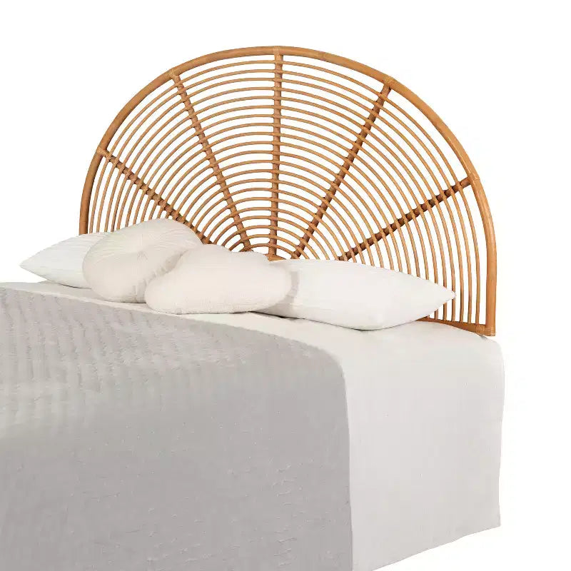 Testiera ad arco arcobaleno in rattan beige naturale, a parete, 1 persona