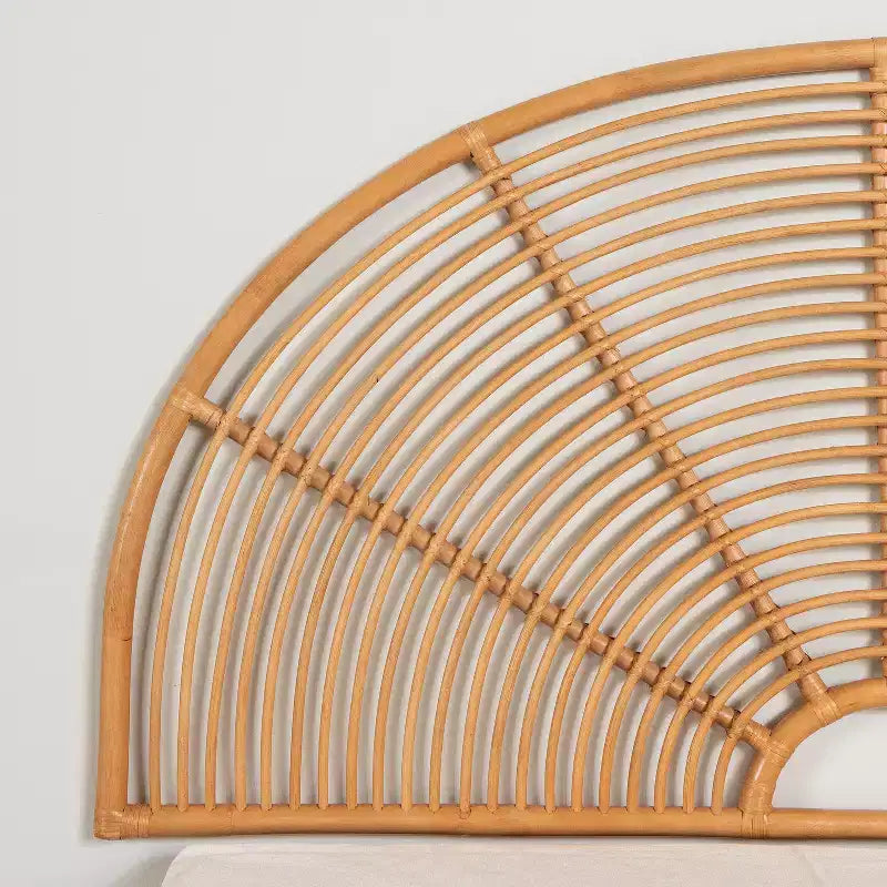 Testiera ad arco arcobaleno in rattan beige naturale, a parete, 1 persona