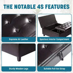 Pouf contenitore sollevabile in similpelle nera/espresso/bianca – 1 posto