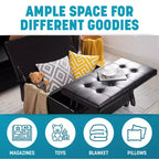 Pouf contenitore sollevabile in similpelle nera/espresso/bianca – 1 posto