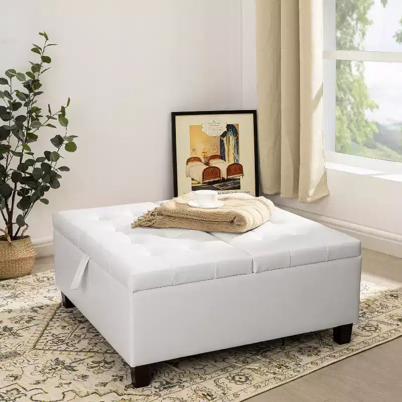 Pouf contenitore sollevabile in similpelle nera/espresso/bianca – 1 posto