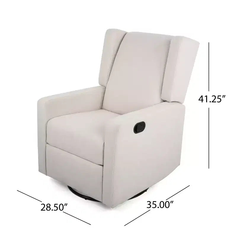 Poltrona reclinabile girevole in tessuto grigio/bianco – Posto singolo, stile a pozzetto
