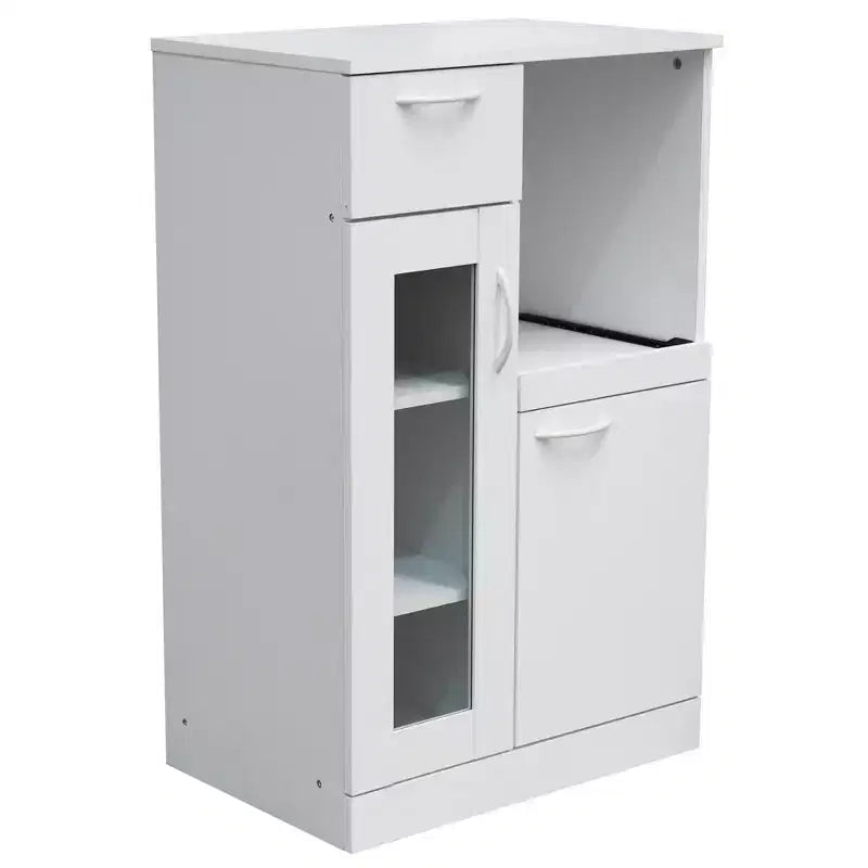 Mobiletto bianco da cucina a 2 ante con cassetto estraibile | Montaggio da 1 persona