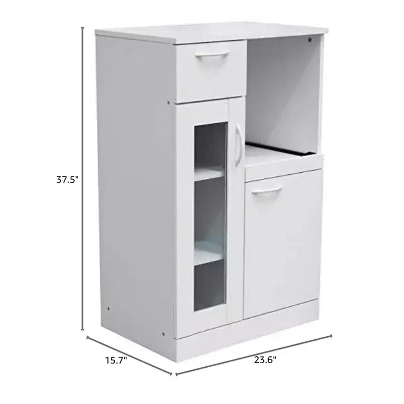 Mobiletto bianco da cucina a 2 ante con cassetto estraibile | Montaggio da 1 persona
