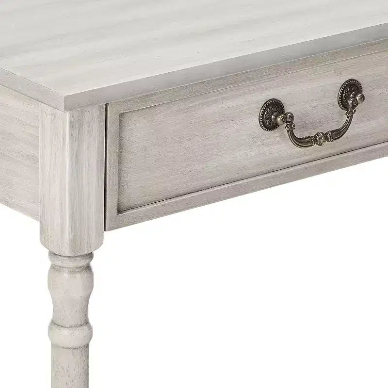 Consolle Off-White con 2 cassetti, Struttura in Legno, Uso Singolo