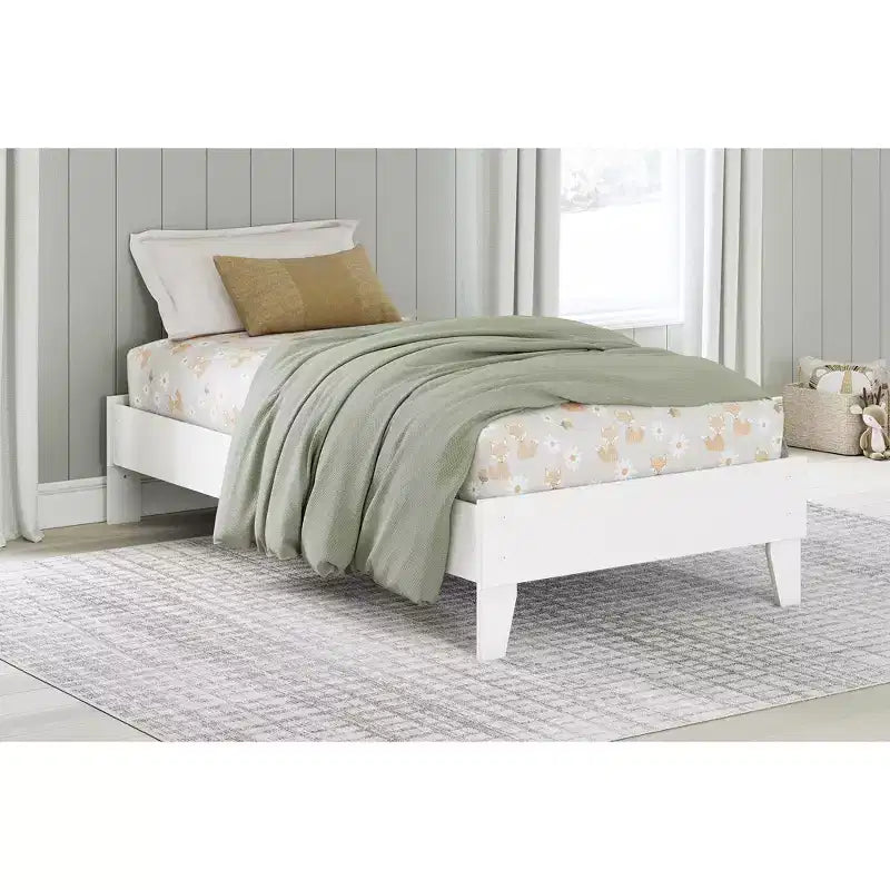 Letto a piattaforma ribassato bianco opaco, senza testiera, singolo/matrimoniale, 1 posto