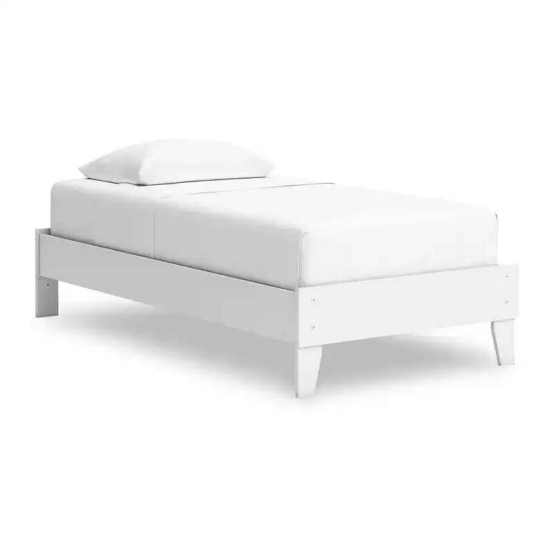 Letto a piattaforma ribassato bianco opaco, senza testiera, singolo/matrimoniale, 1 posto