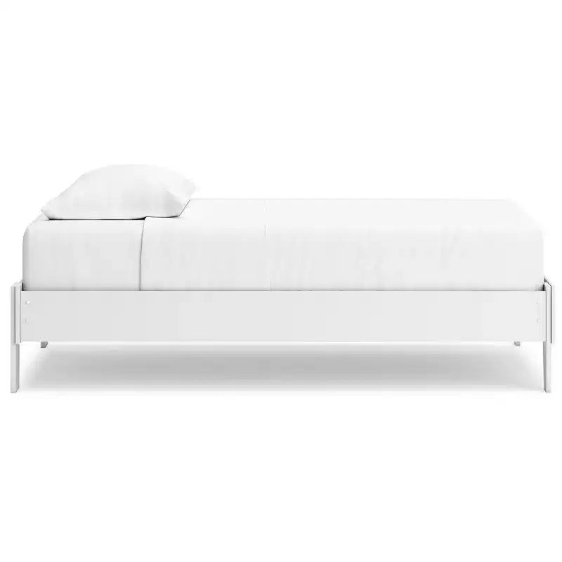 Letto a piattaforma ribassato bianco opaco, senza testiera, singolo/matrimoniale, 1 posto