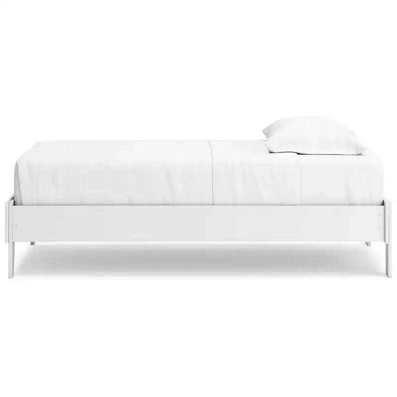 Letto a piattaforma ribassato bianco opaco, senza testiera, singolo/matrimoniale, 1 posto