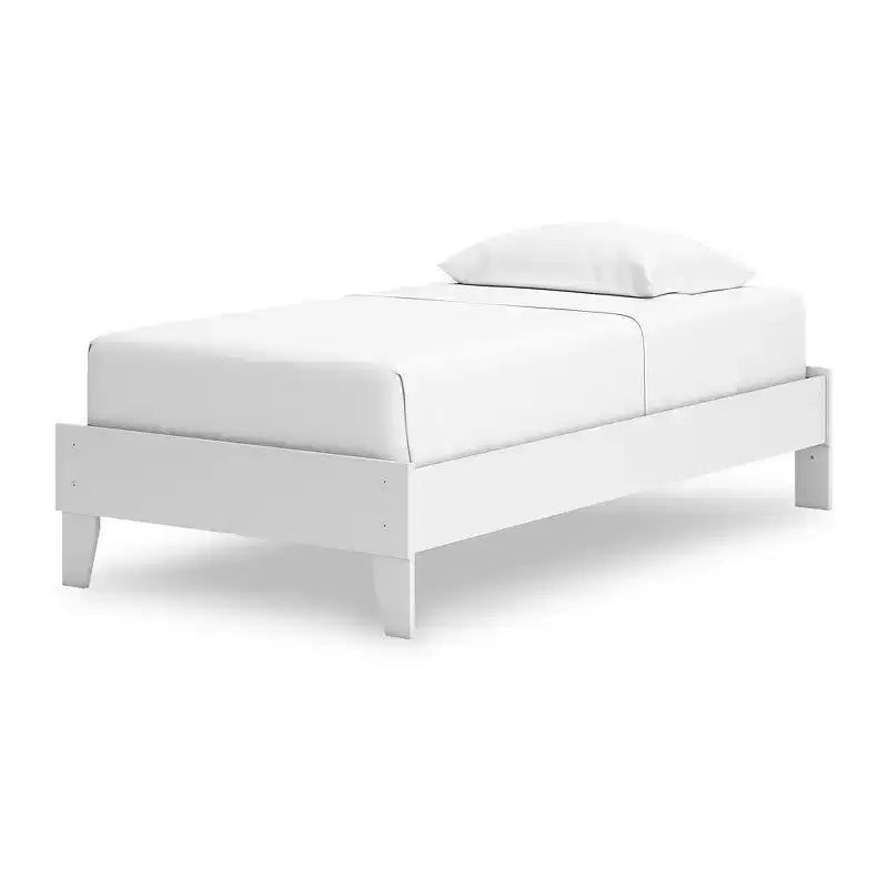 Letto a piattaforma ribassato bianco opaco, senza testiera, singolo/matrimoniale, 1 posto