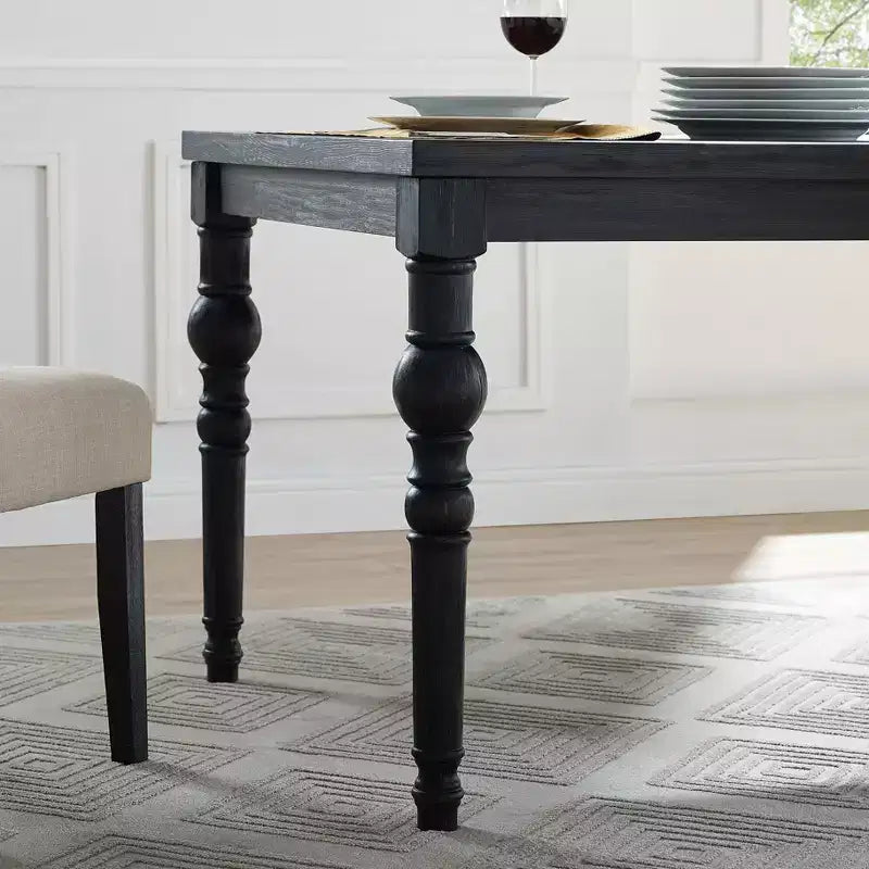 Tavolo da pranzo rettangolare nero, per 6 persone, 165 cm