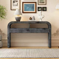 Clihome Console Table Entryway Table, Retro Curved Sofa Table with 2 Large Drawers, Narrow Console Table for Living Room Hallway Entrance