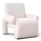 Poltrona accent beige imbottita in ciniglia con braccioli, seduta singola