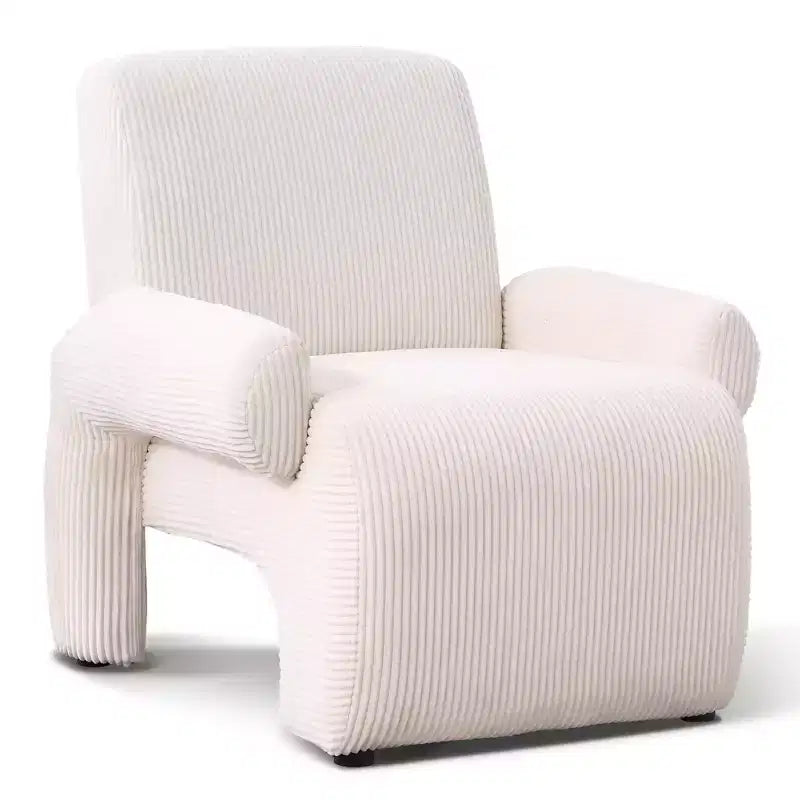 Poltrona accent beige imbottita in ciniglia con braccioli, seduta singola