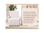 Poltrona accent beige imbottita in ciniglia con braccioli, seduta singola