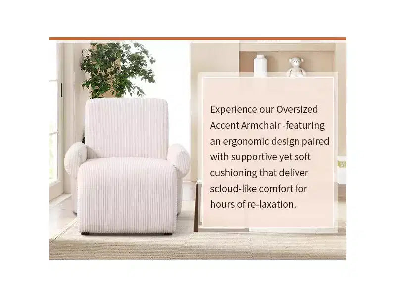 Poltrona accent beige imbottita in ciniglia con braccioli, seduta singola