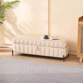 TUYOHW Modern Storage Bench with Velvet Tufted Upholstered Vanity Stool with Metal Legs End of Bed Bench for Living Room, Bedroom, Entryway