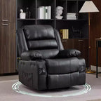 360 Swivel Rocker Recliner Chair for Adults, Rocking Manual Glider Sofa with 3 Positions, 2 Cup Holders, 4 Pockets for Living Room, Bedroom