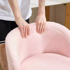 Sedia Girevole in Tessuto Teddy, Senza Braccioli, Altezza Regolabile, per 1 Persona | Nero / Marrone / Rosa / Bianco