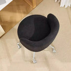 Sedia Girevole in Tessuto Teddy, Senza Braccioli, Altezza Regolabile, per 1 Persona | Nero / Marrone / Rosa / Bianco