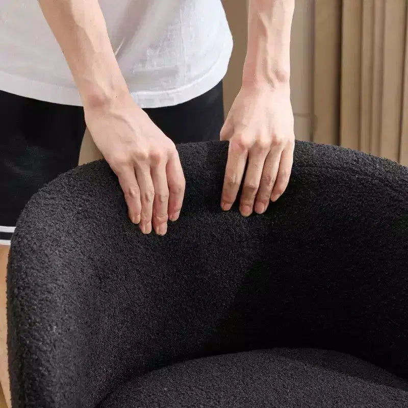 Sedia Girevole in Tessuto Teddy, Senza Braccioli, Altezza Regolabile, per 1 Persona | Nero / Marrone / Rosa / Bianco