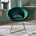 Poltrona d'accento in velluto blu / grigio / verde / rosa – Schienale curvo, base a slitta dorata, seduta singola