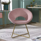 Poltrona d'accento in velluto blu / grigio / verde / rosa – Schienale curvo, base a slitta dorata, seduta singola