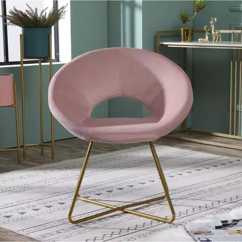 Poltrona d'accento in velluto blu / grigio / verde / rosa – Schienale curvo, base a slitta dorata, seduta singola