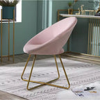 Poltrona d'accento in velluto blu / grigio / verde / rosa – Schienale curvo, base a slitta dorata, seduta singola