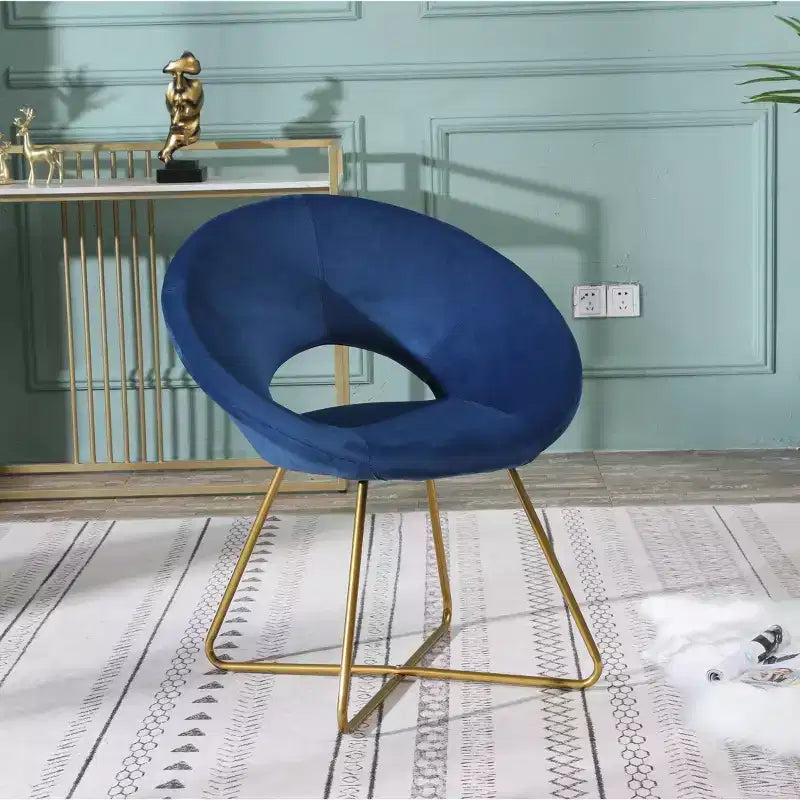 Poltrona d'accento in velluto blu / grigio / verde / rosa – Schienale curvo, base a slitta dorata, seduta singola