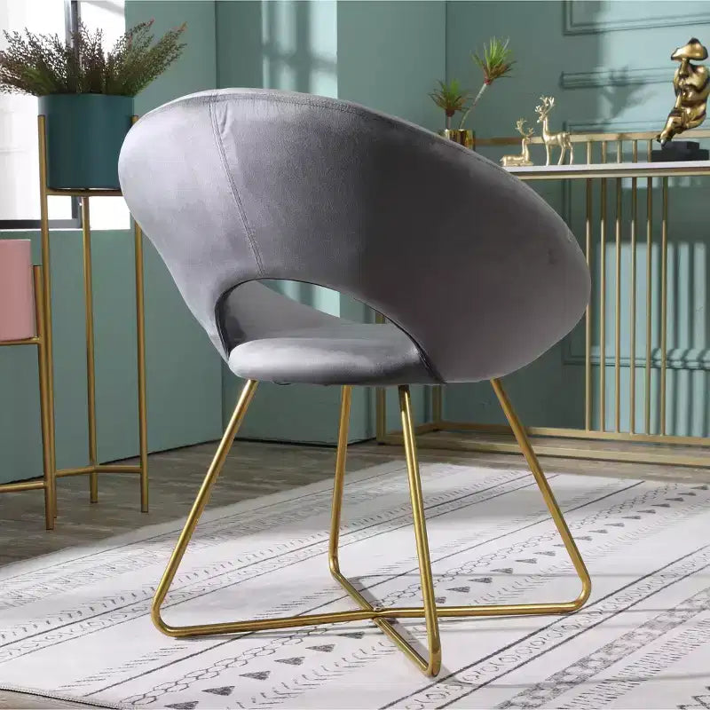 Poltrona d'accento in velluto blu / grigio / verde / rosa – Schienale curvo, base a slitta dorata, seduta singola