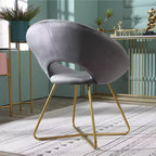 Poltrona d'accento in velluto blu / grigio / verde / rosa – Schienale curvo, base a slitta dorata, seduta singola