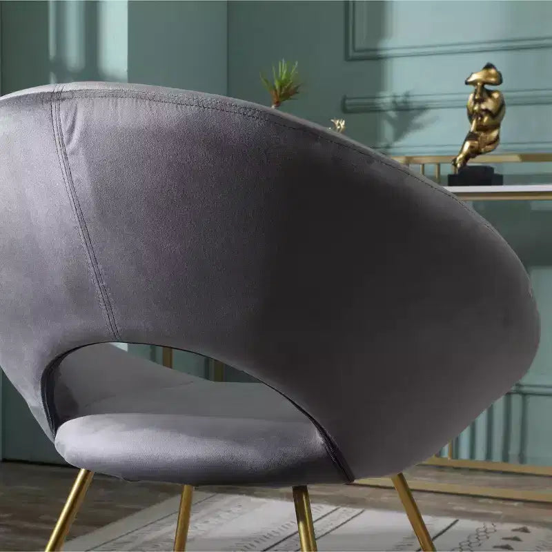 Poltrona d'accento in velluto blu / grigio / verde / rosa – Schienale curvo, base a slitta dorata, seduta singola