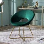 Poltrona d'accento in velluto blu / grigio / verde / rosa – Schienale curvo, base a slitta dorata, seduta singola