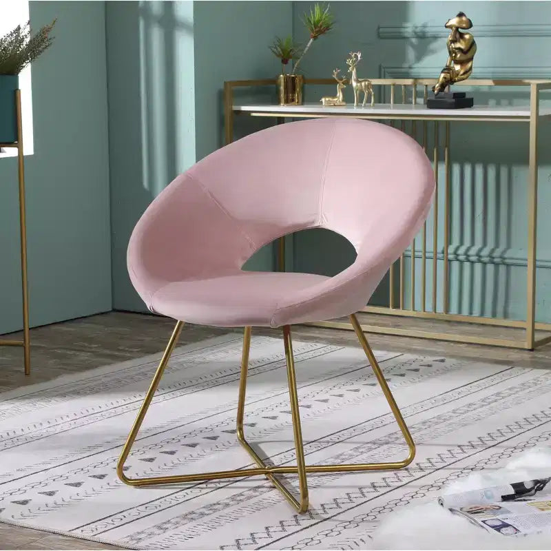 Poltrona d'accento in velluto blu / grigio / verde / rosa – Schienale curvo, base a slitta dorata, seduta singola