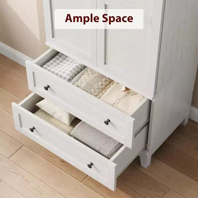 Mobile Contenitore Alto Stile Rustico Marrone, 2 Ante e 2 Cassetti, Singolo