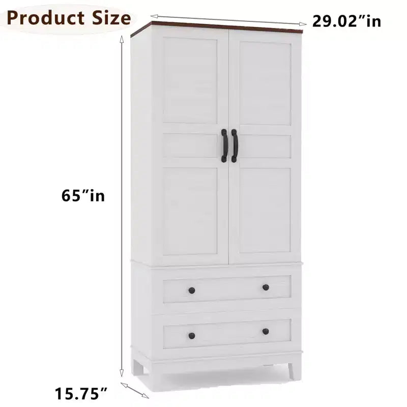 Mobile Contenitore Alto Stile Rustico Marrone, 2 Ante e 2 Cassetti, Singolo